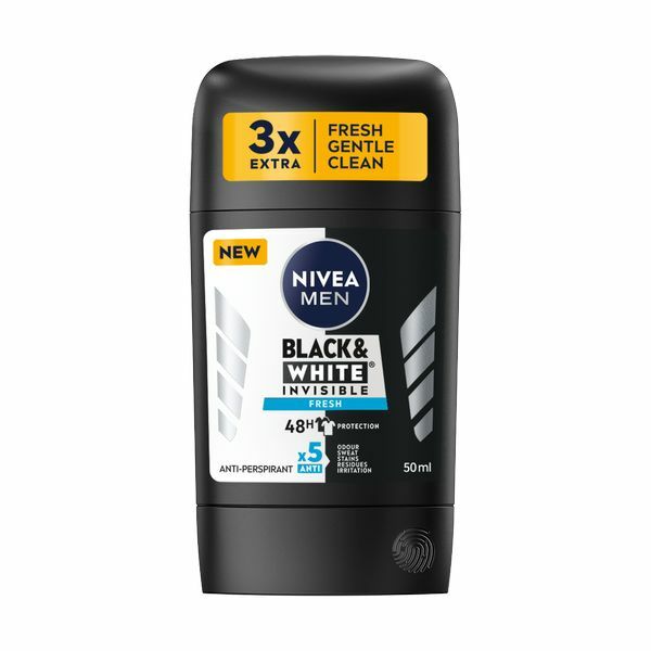 Antiperspirant i ngurtë Nivea Black & White Invisible Fresh, 50 ml