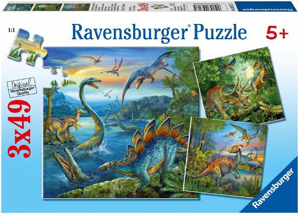 Puzzle Ravensburger Dinosaurs, 3 x 49 elemente