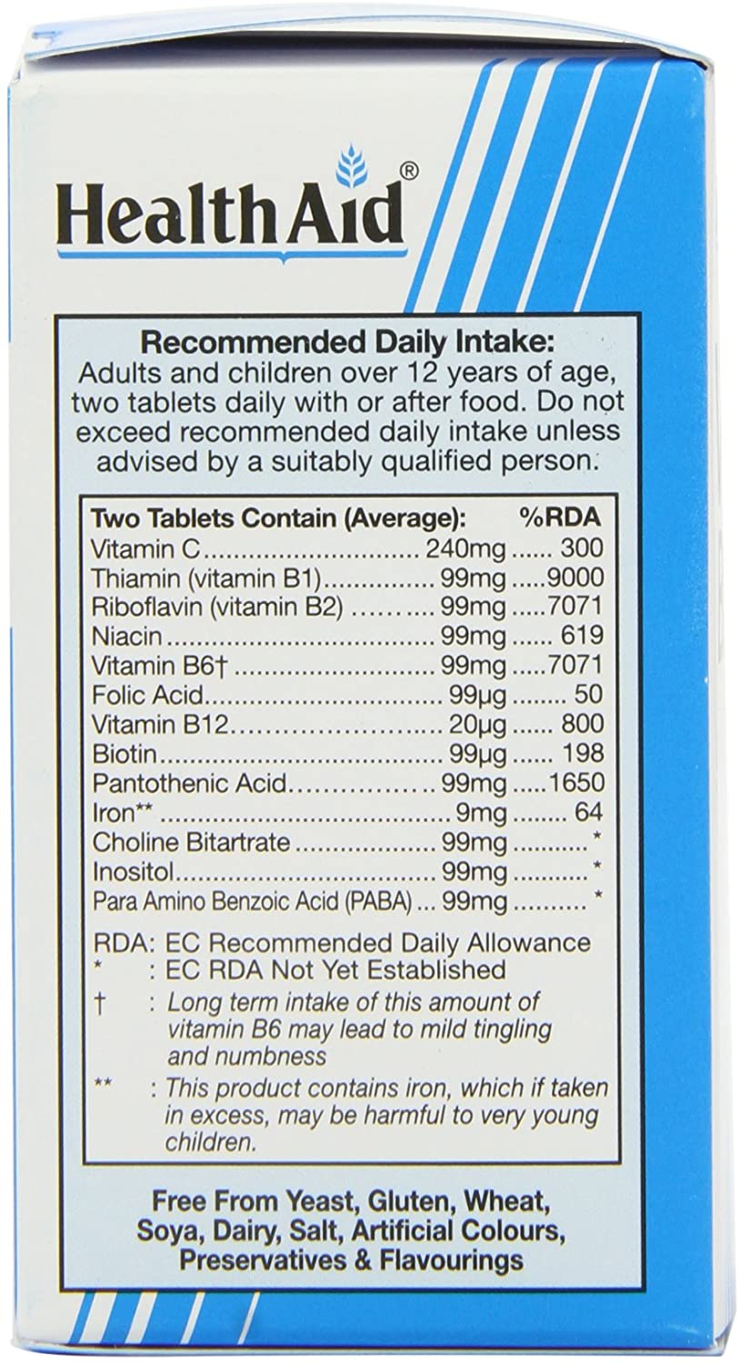 Tableta Vitamin B99 Complex nga HealthAid, 60 copë