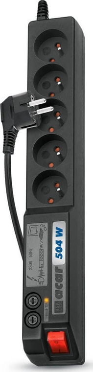 Kabllo vazhduese Acar 504W, 5 priza, 3m, e zezë Kabllo vazhduese Acar 504W, 5 priza, 3m, e zezë