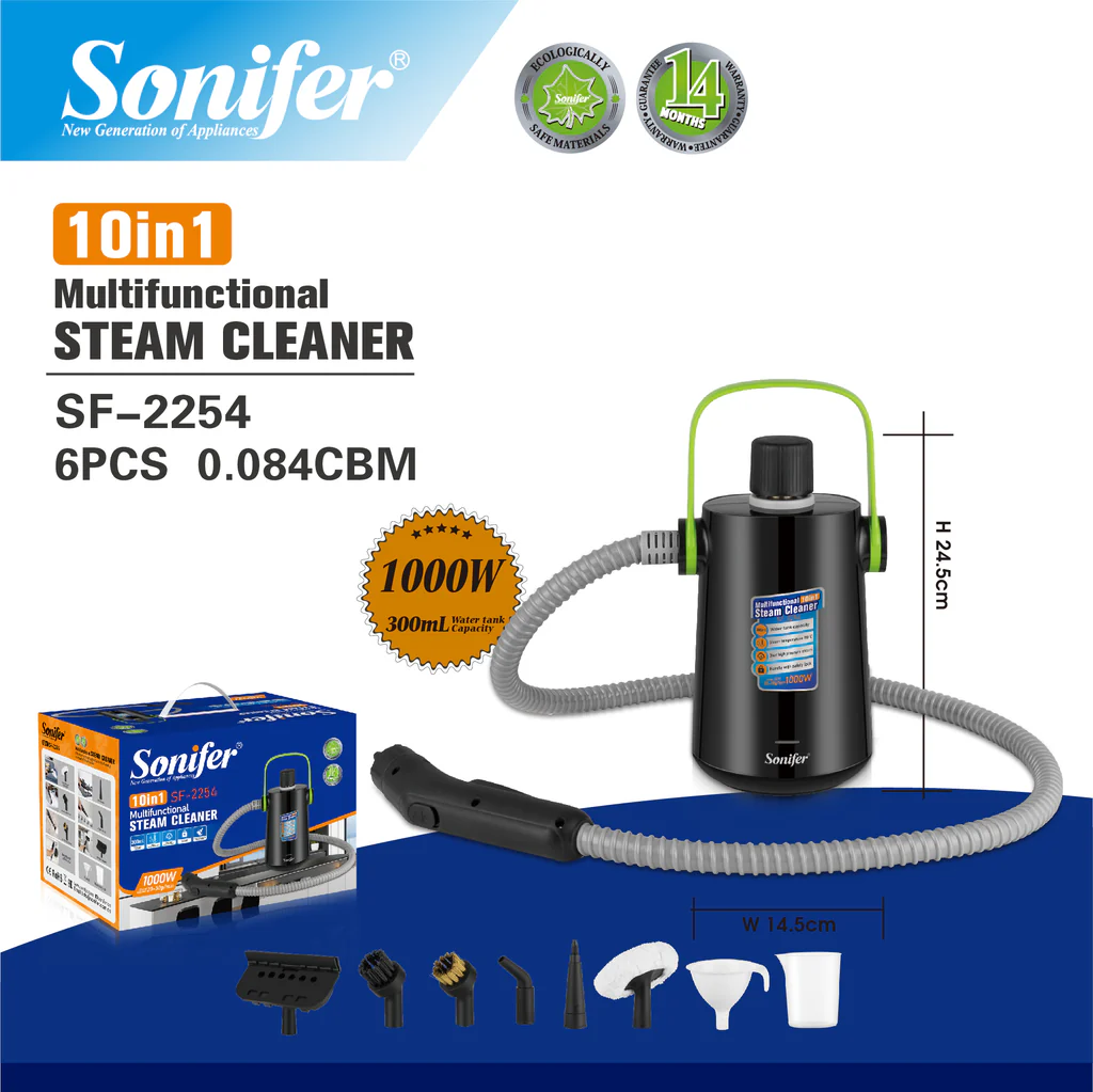 Aparat për pastrim me avull Sonifer SF-2254, 10në1, 1000W, 300ml, e zezë