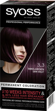 Ngjyrë për flokë Syoss, 3.3 Dark Violet, 50 ml