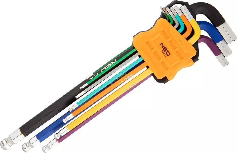Set i çelësave hex NEO, lloji L 1.5-10mm, me një top, 9 copë