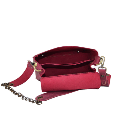 Çantë për femra lëkurë FD Leather, rozë me efekt të vjetëruar