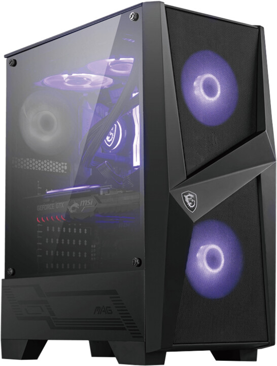 Kasë kompjuteri MSI MAG FORGE 100M, me panel anësor prej xhami, i zi