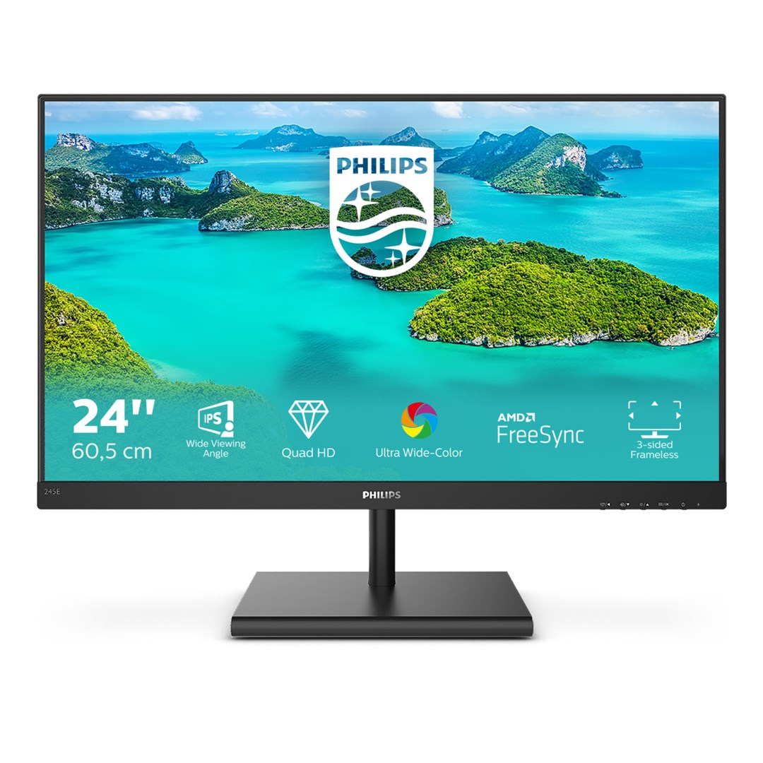 Philips E Line 245E1S/00, 24   QHD, 75 Hz, Црн