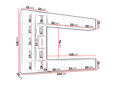 Set komodë për TV Leronia (224 x 160 x 33)
