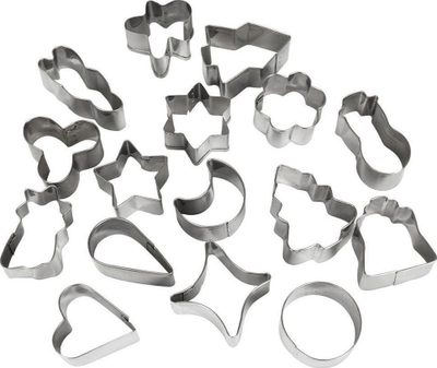 Forma për biskota La Cucina Gingerbread, 16 copë, të argjendta