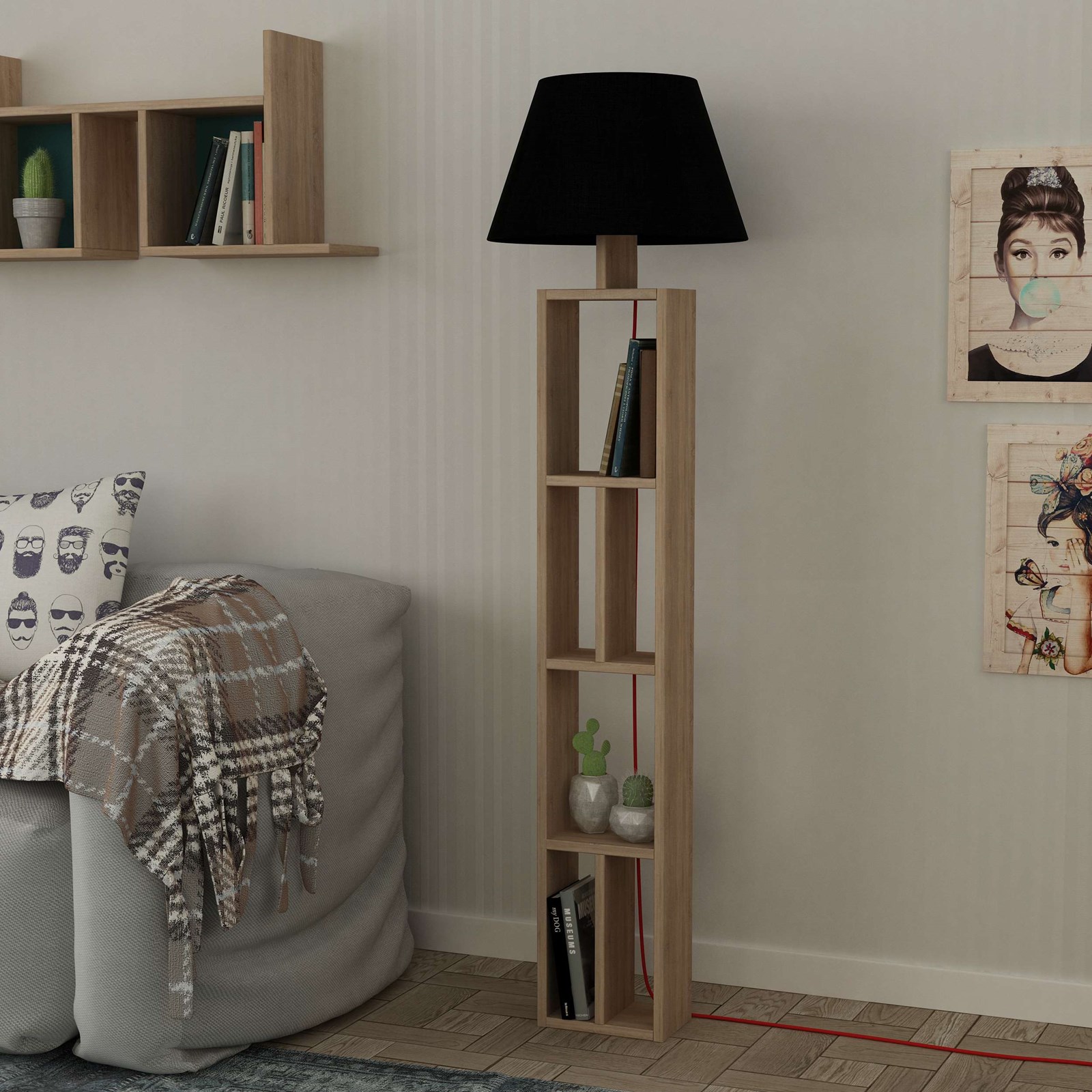 Llambë Decortie Giorno (164 cm), kafe e hapur / zezë