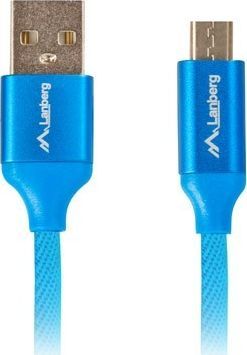 Kabllo USB Lanberg Premium USB micro BM - AM 2.0, 1m, e kaltërt QC 3.0 -CA-USBM-20CU-0010-BL 3.0