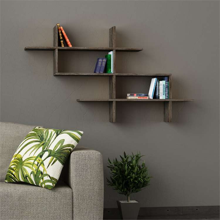 Raft muri me 3 nivele Decortie Halic (150 x 22 x 82 cm), kafe e errët