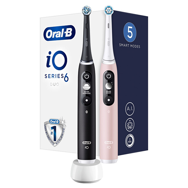 Set furça elektrike Oral B iO6 Series Duo Pack Black/Pink Sand Extra Handle, 2 copë