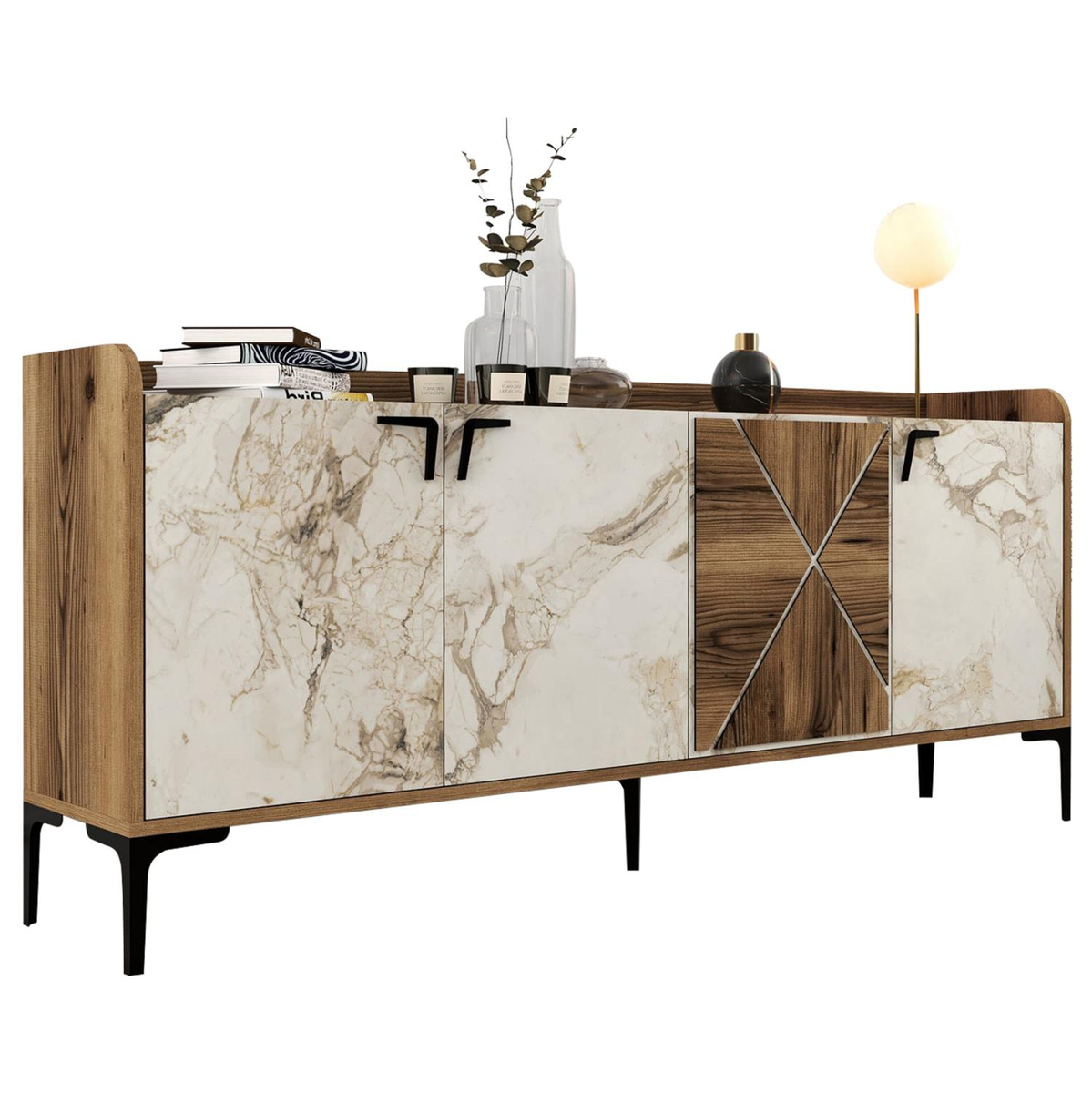 Komodë melamine 180×35×78 cm (HM9433.02), bardhë
