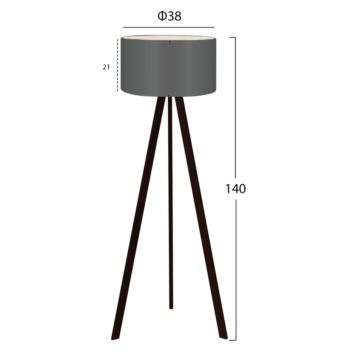 Llambë dyshemeje tripod kapak (HM7578.04), zezë/ gri
