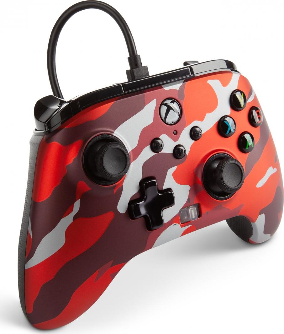 Kontroller PowerA XS Enhanced Metallic Red Camo, me kabllo, i kuq