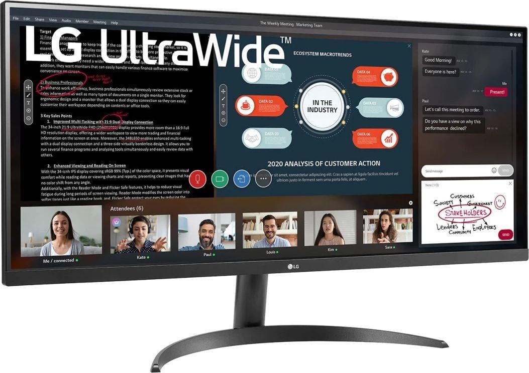 Monitor LG, 34", 75 Hz, HDMI x2, IPS, 2560 x 1080 (UWHD)
