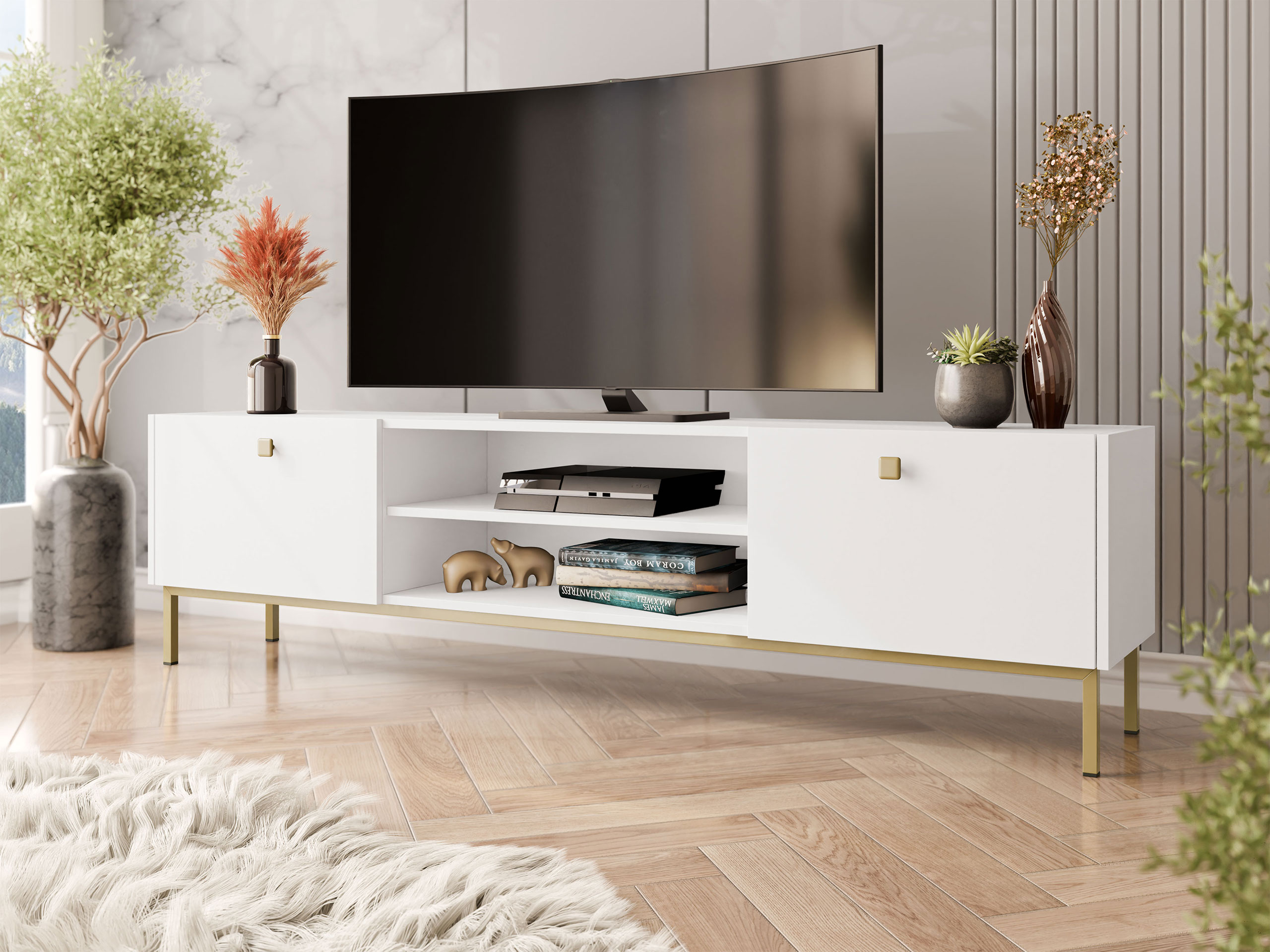 Komodë moderne për TV Priboz 2KW (180 x 48 x 35)