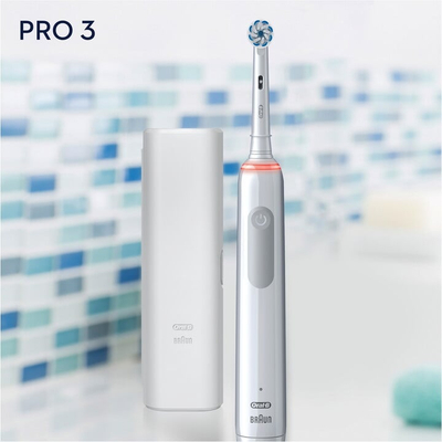 Furçë për dhëmbë Oral-B PRO 3 3500 Sensitive Clean White + këllëf udhëtimi