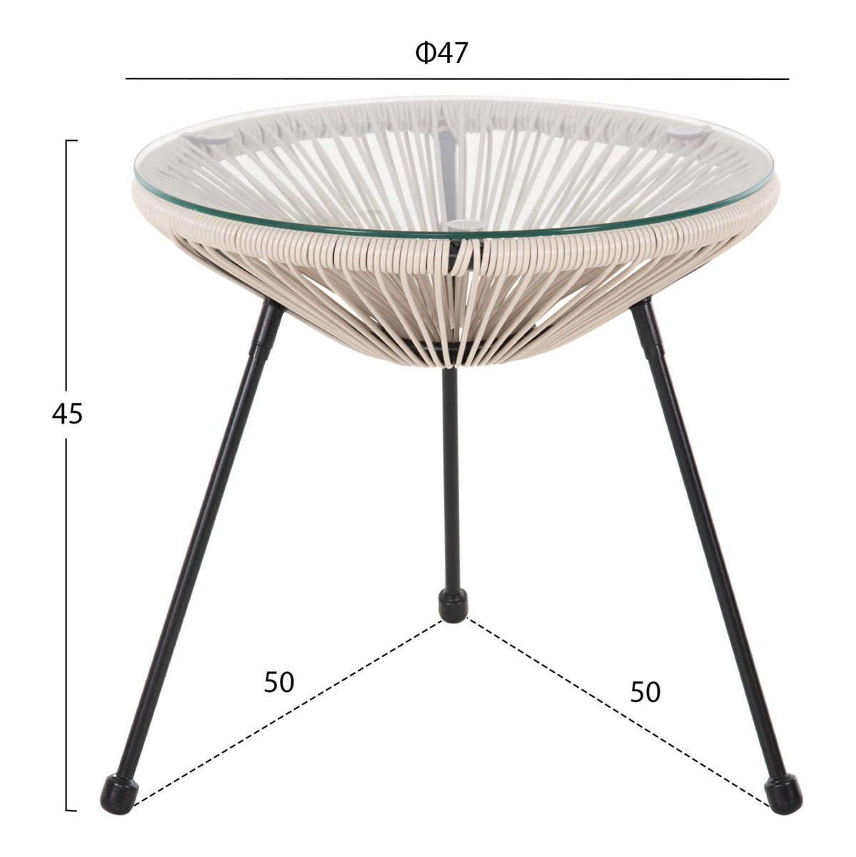 Tavolinë për kafe jashtme Allegra Φ47x45Hcm (HM5874.03), zezë/ bezhë