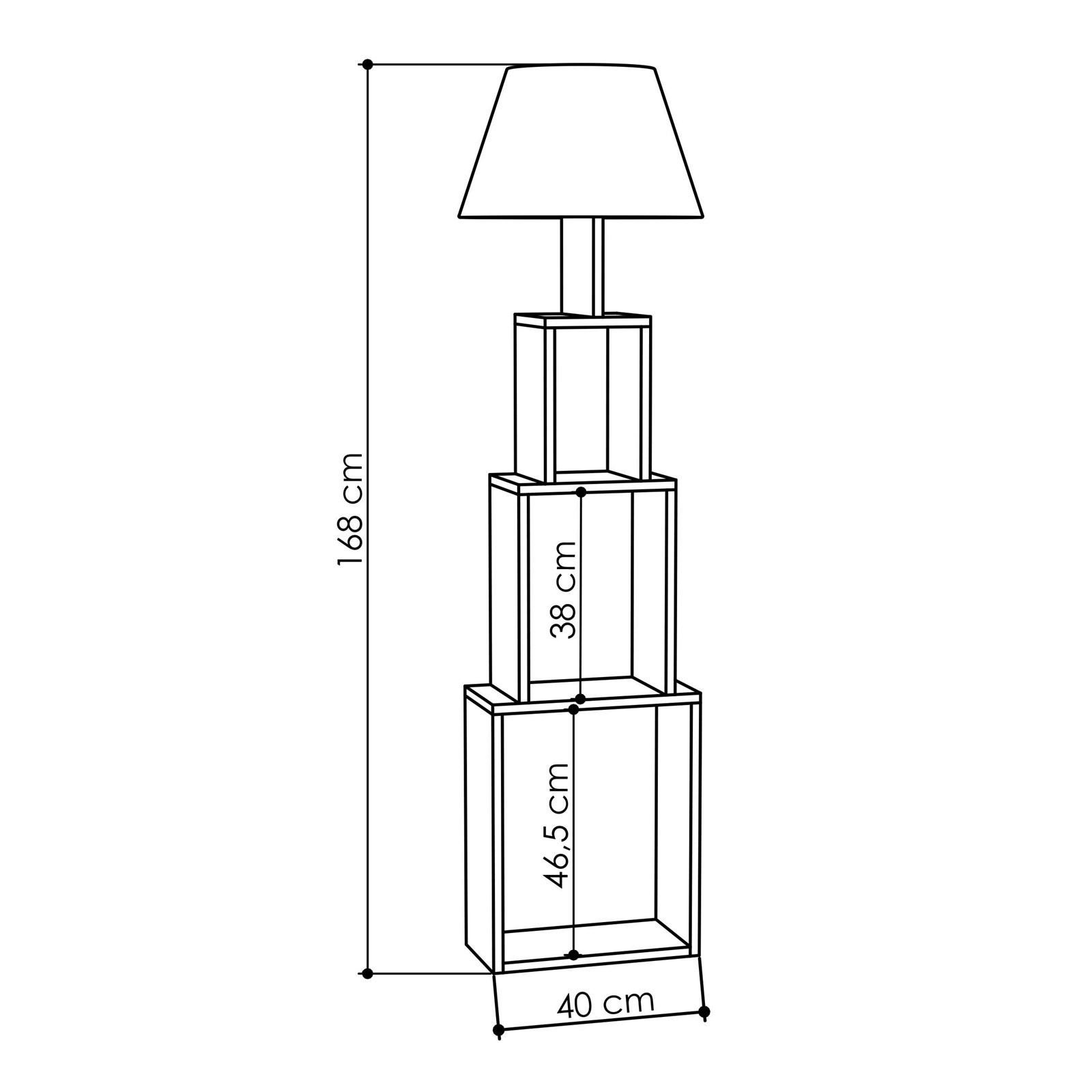 Llambë dyshemeje Decortie Tower 168cm, hiri / kafe e hapur