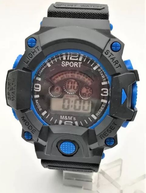 Orë digjitale Sport Nrubi WR30MZK, zezë/kaltër
