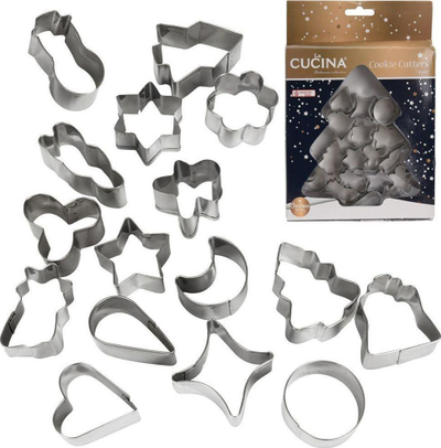 Forma për biskota La Cucina Gingerbread, 16 copë, të argjendta