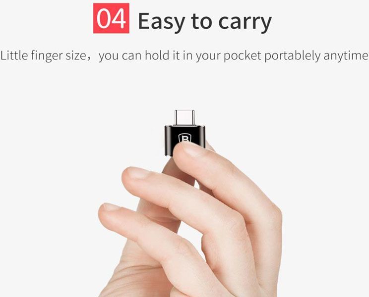 Adapter Baseus, USB A në USB C, i zi