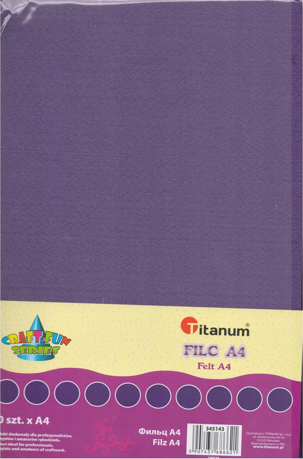Лист хартија Titanum, 2мм, 200г, 10 парчиња, виолетова Лист хартија Titanum, 2мм, 200г, 10 парчиња, виолетова