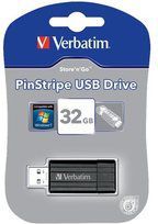 USB Verbatim Store 'n' Go Pin Stripe, 32GB, e zezë (49064)