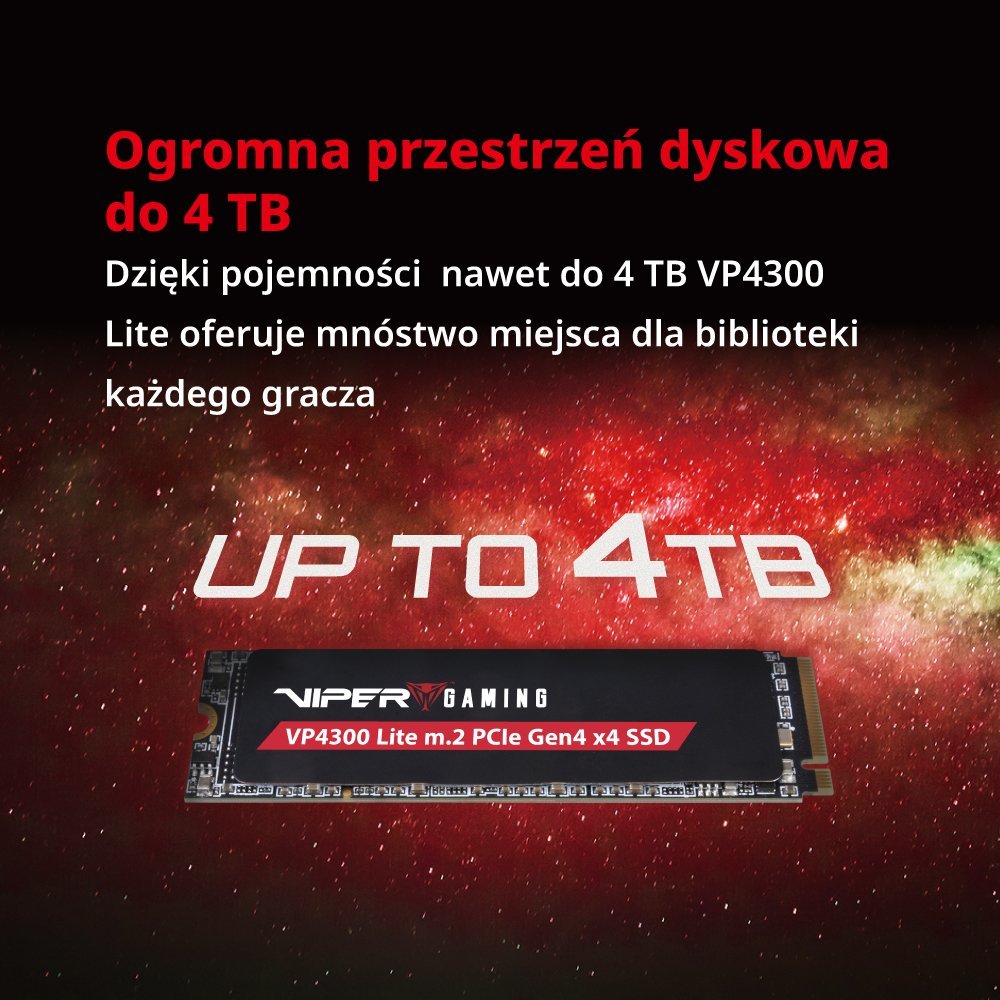 SSD диск Patriot VP4300 Lite, 1TB, M.2 2280 PCI-E x4 Gen4 NVMe
