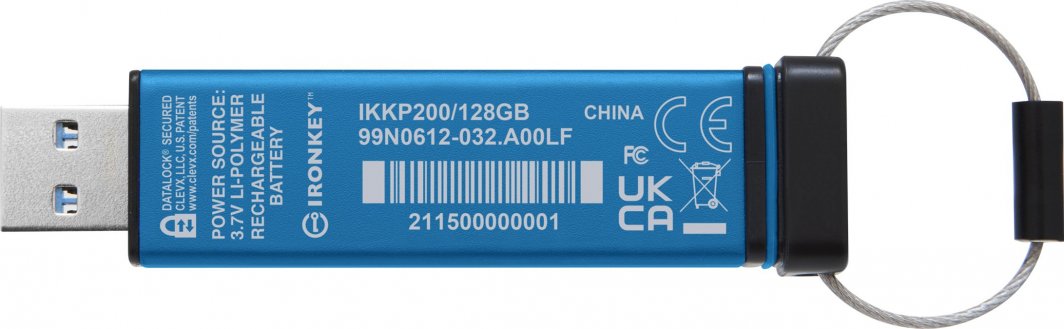 USB Pendrive Kingston IronKey Keypad 200, 128GB, i kaltër