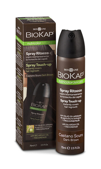 Sprej për flokë Biokap Nutricolor Delicato Spray Touch Up, kafe e errët, 75 ml