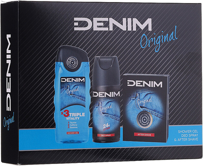 Set kujdesi Denim Original aftershave 100 ml + deodorant sprej 150 ml + xhel dushi 250 ml