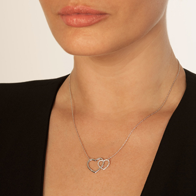 Hot Diamonds Bliss Пендант со Преклопени Срца од Стерлинг Сребро со Бел Топаз