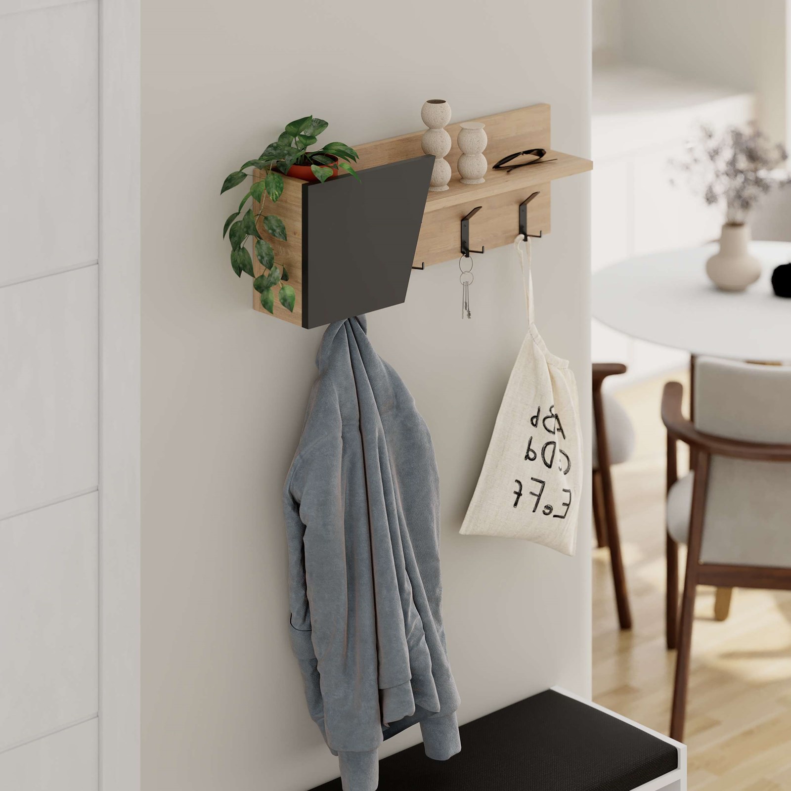 Varëse për rroba Decortie Eleva 72x16x20cm, hiri/kafe e hapur