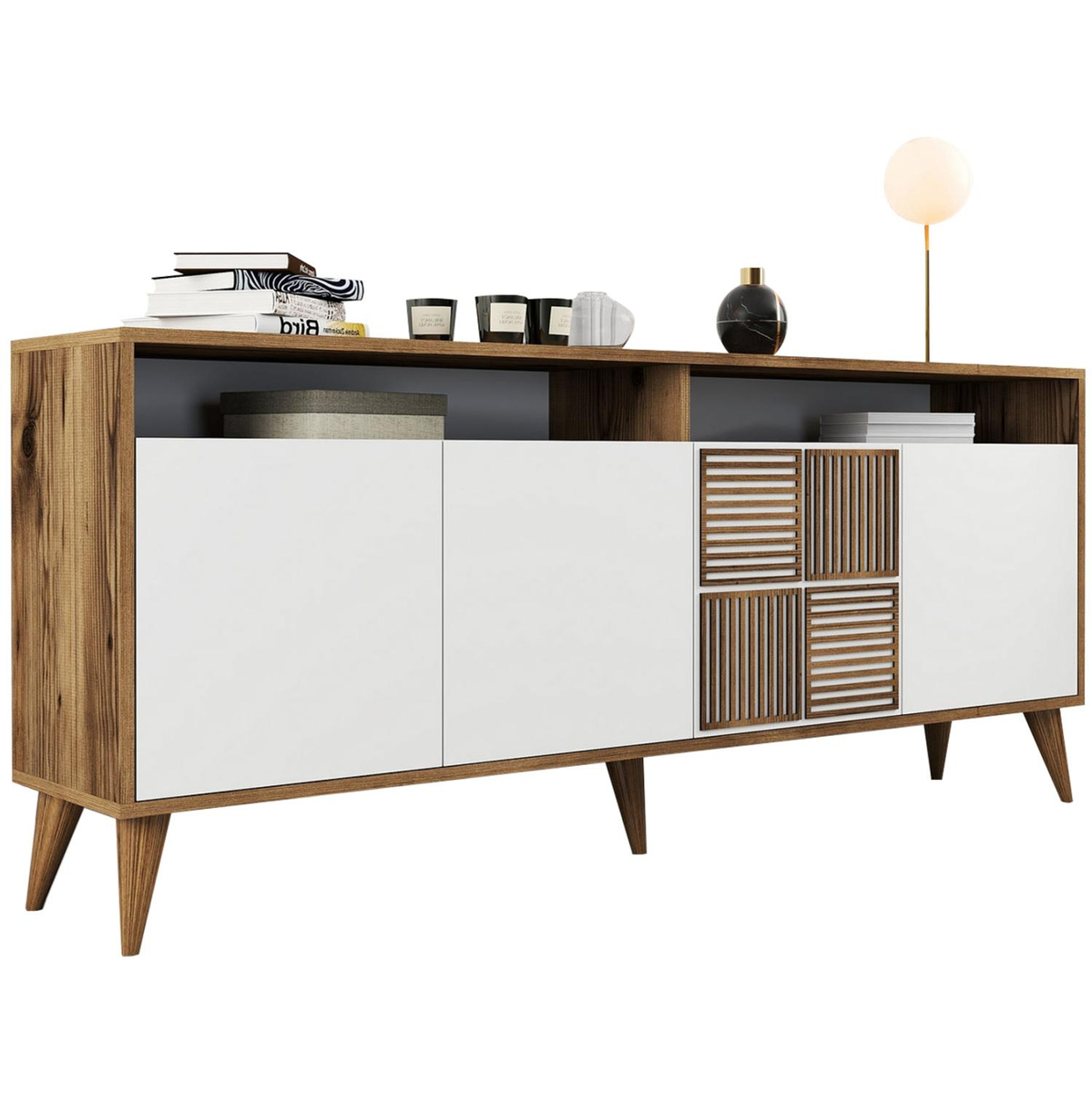 Komodë melamine 180×35×78.6 cm (HM9431.02), bardhë
