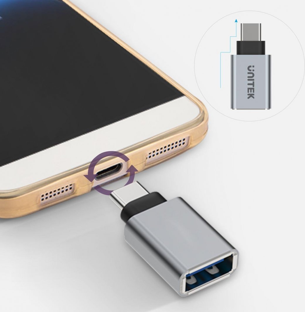 Адаптер USB A - USB C, сив