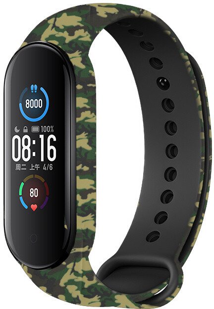 Rrip RhinoTech për Xiaomi Mi Band 5, kamuflazh i gjelbër-zi