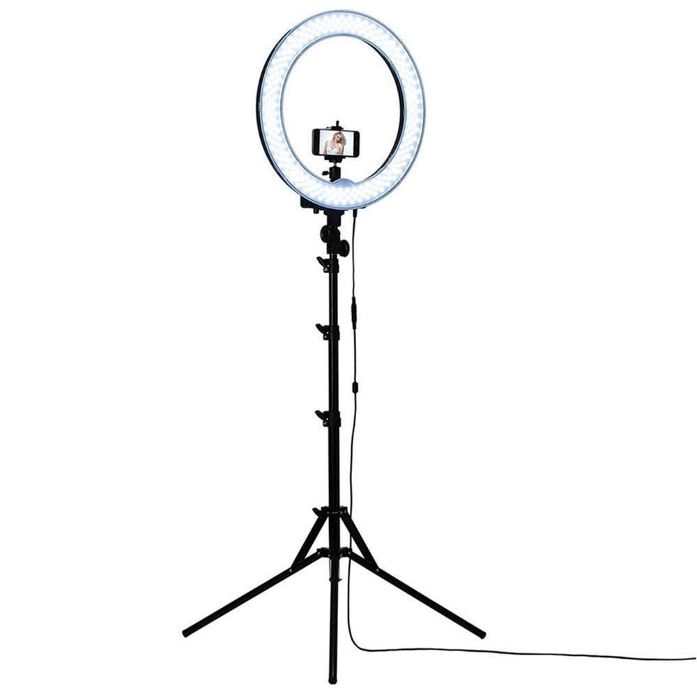 Dritë LED në formë unaze Nrubi, 30cm + 1,6M tripod, e zezë