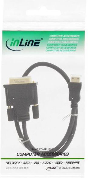 Kabllo InLine HDMI Mini - DVI-D, 0.5m, e zezë