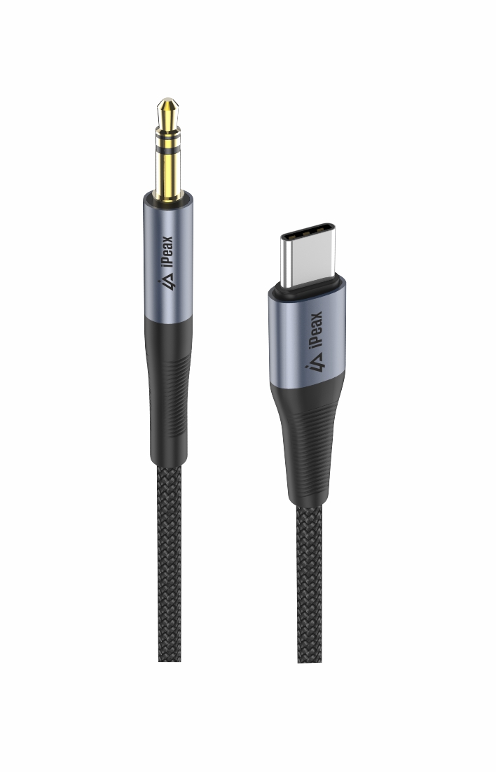 Karikues iPEAX USB-C, 3,5 mm jack, 1,5 m, i zi