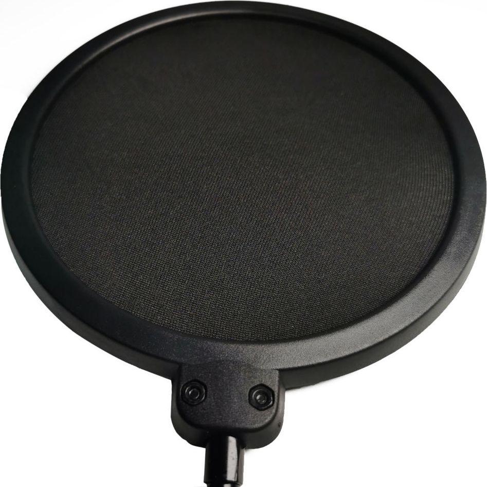 Set mikrofoni Mozos: Bazë për tavolinë, pop filter, rrjetë kundër dridhjeve (MCABLE-XLR-FTM), e zezë