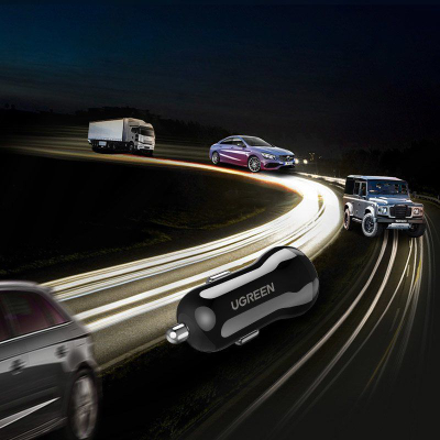 Karikues telefoni Ugreen për makinë, 2 x USB-A, 4.8 A, i zi