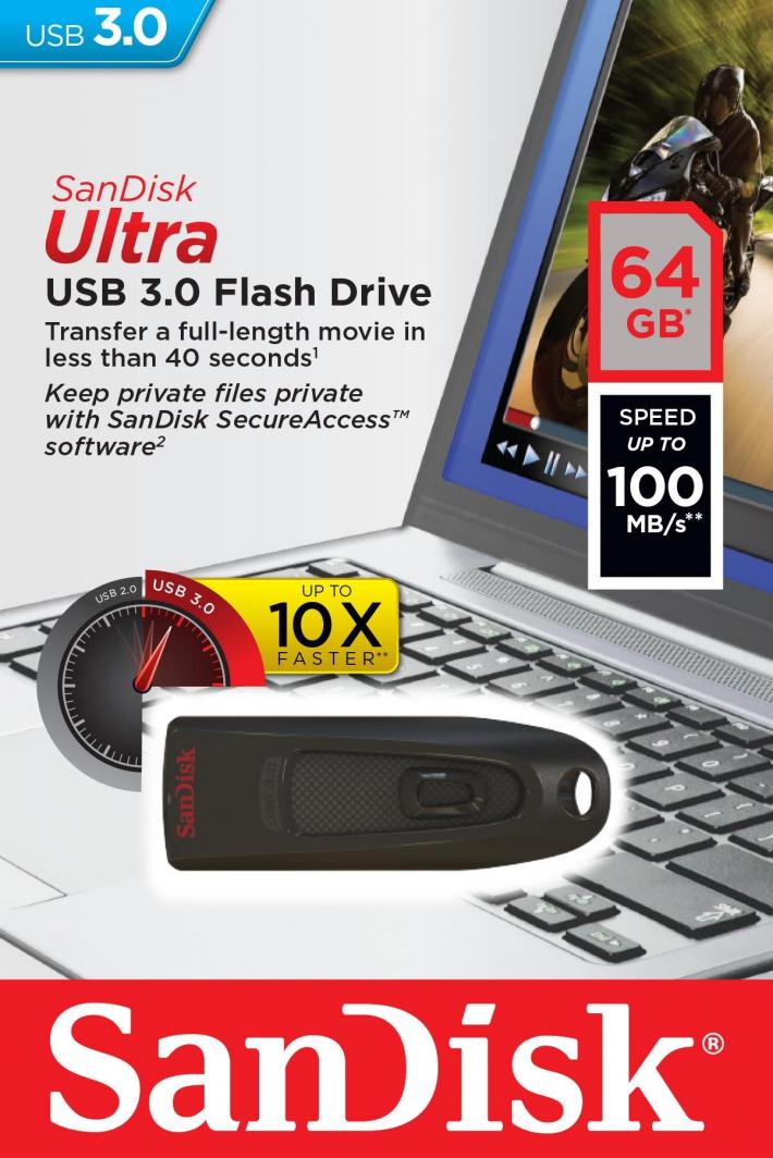 USB Flash Drive SanDisk Cruzer Ultra 3.0, 64 GB
