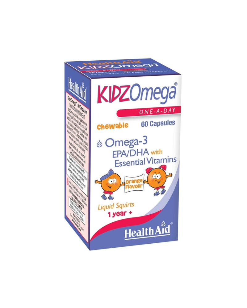 Vitamina për fëmijë HealthAid KidzOmega, portokall, 60 copë
