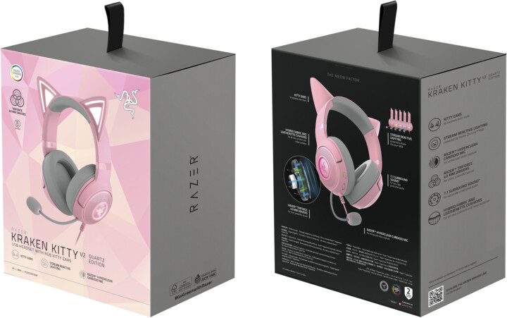 Kufje Razer Kraken Kitty V2, rozë