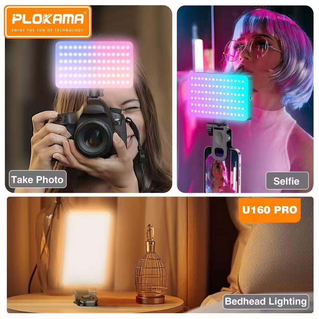 Dritë LED për celular Plokama U160 Pro, RGB, 120x70mm