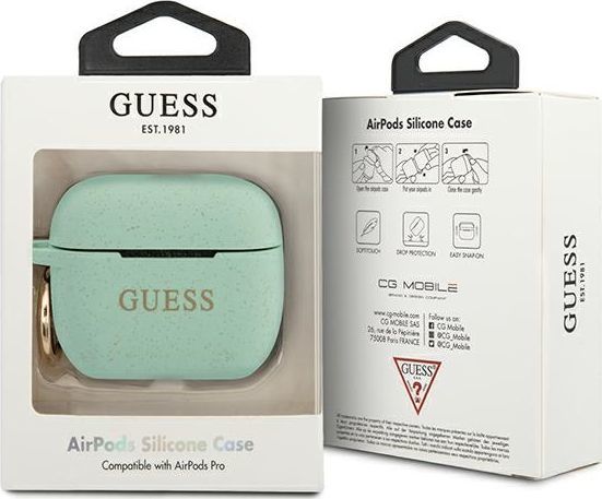 Kuti mbrojtëse Guess GUACAPSILGLGN Glitter për AirPods Pro, mente