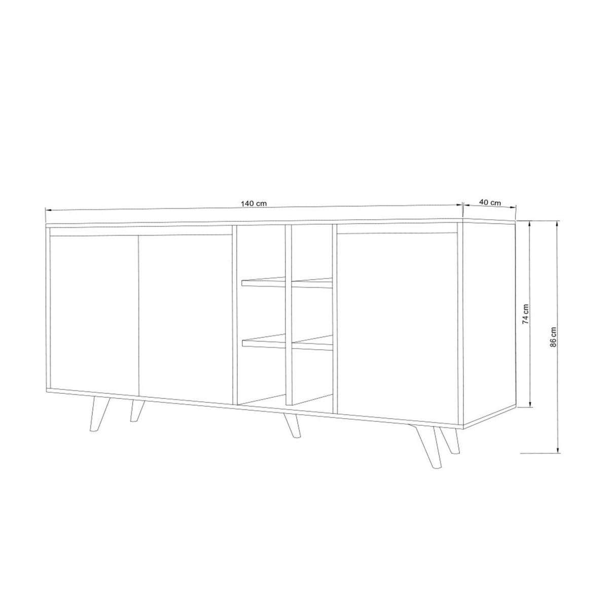 Komodë melamine 140×40×86 cm (HM9432.01), bardhë