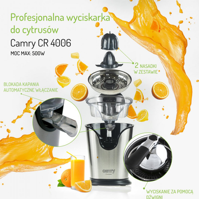 Shtrydhës Camry CR4006 citrus, 500 W, i hirtë